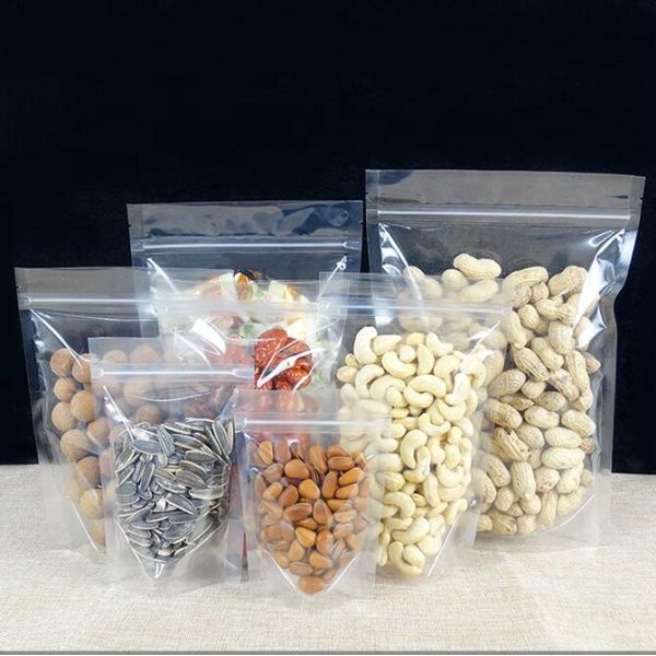 Custom Zipper Biodegradable Compostable Clear Stand up Bag Plastic Packaging Bags for Food Packaging