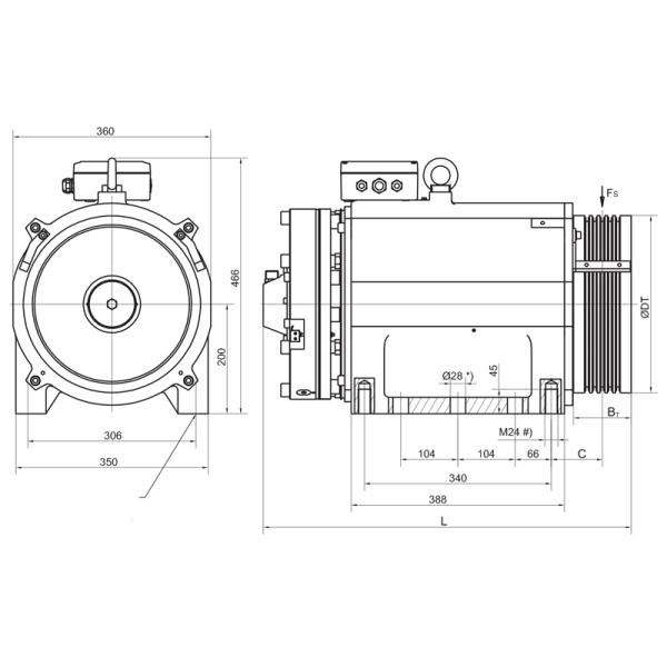 Gearless Elevator IP33 16 Pole Lift Traction Machine With Torque Measuring System