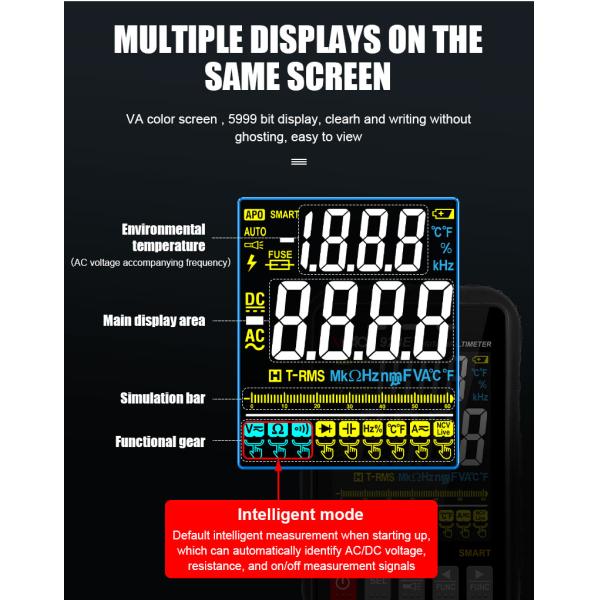 VICTOR 923E Digital Multmeter with colorful display Smart Auto range multimeter