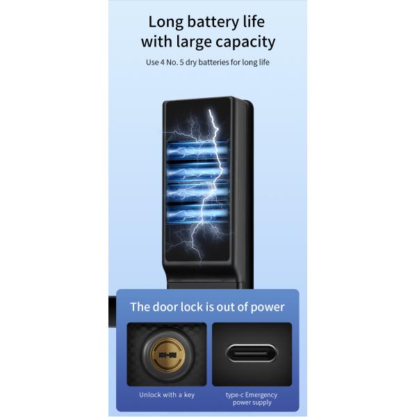 Qleung Tuya Wifi Remote Control HD Camera Video Intercom Fingerprint Card Code Key S819-2Max Smart Home Door Lock