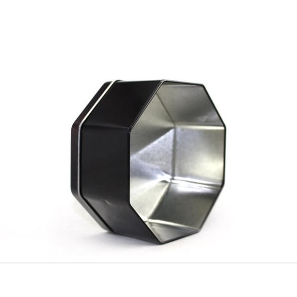 Black Special Shaped Cookie Tin Containers Box With Eight Angles