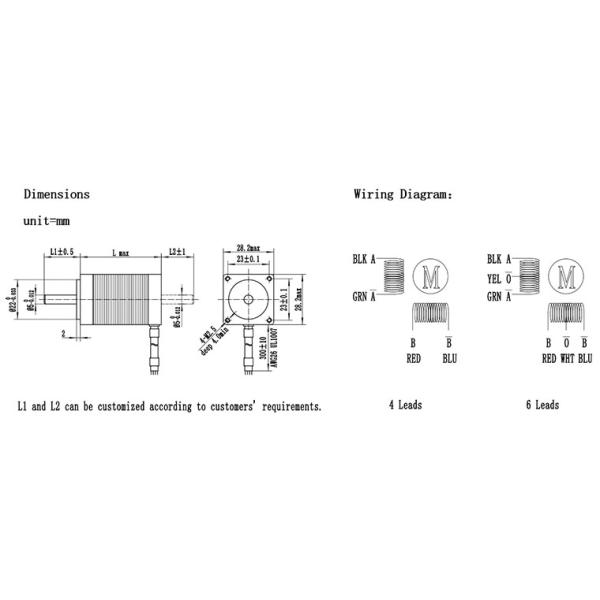 nema11 28HS 2 phase 1.8° hybrid stepper motor