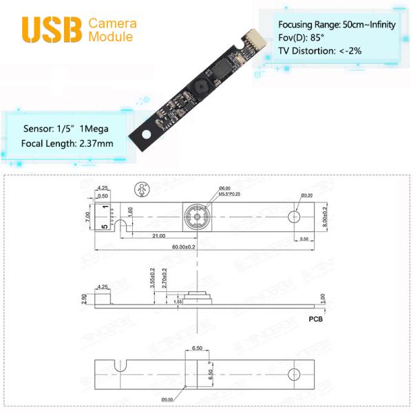 OV9732 CMOS Sensor 1MP 720P HD Image USB2.0 Interface UVC Driver Free Fixed Focus Camera Module