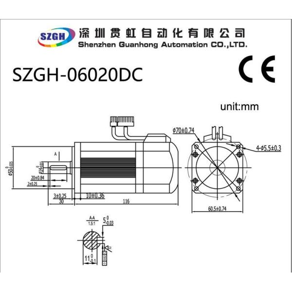 CNC Miniature Servo Motor 0.64NM 3 Phase Induction Motor ISO certification