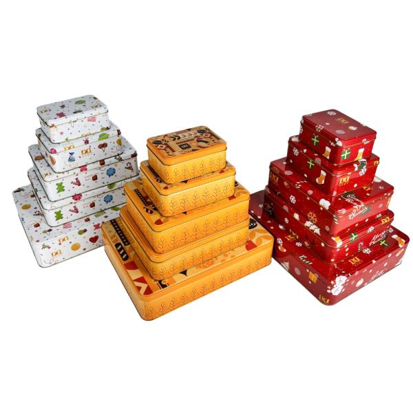 DADI Silkscreen Laser Embossing Rectangular Tin Can Custom Printed Biscuit Tin Box