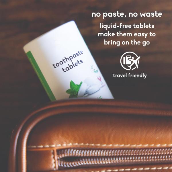 180 Count Anticavity Fluoride Toothpaste Tablets SLS Free Plastic Free Natural Mint Flavor