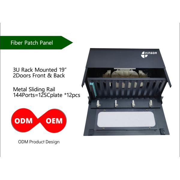 4U 144 Core Sliding Drawer Fiber Optic Patch Panel With Removeable Adapter Panel 19in
