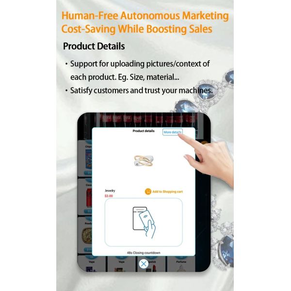 Smart Jewelry Vending Machine with 21.5 Inch Touch Screen Android 11 OS and WIFI 3G/4G SIM Card LAN Connectivity
