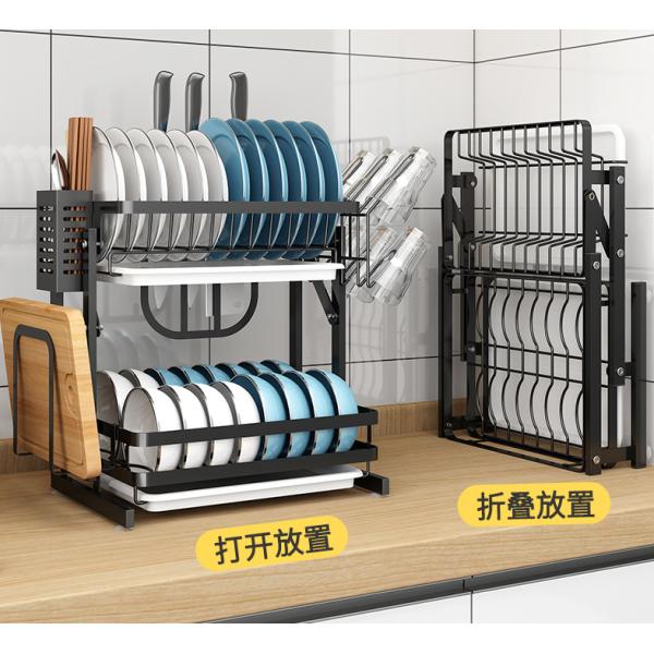 Rustproof 30KG Loading 3 Tier Stainless Steel Dish Drying Rack Foldable