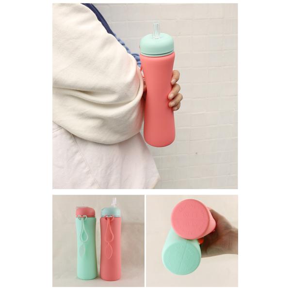 OEM ODM Silicone Water Bottle Soft Foldable 500Ml For Running