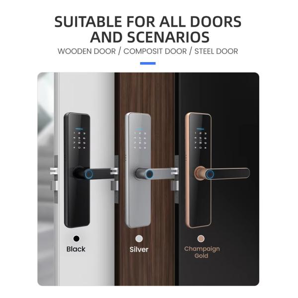 Customized Tuya Smart Door Lock Black / Grey Digital Password Door Lock With Cloud Data Storag