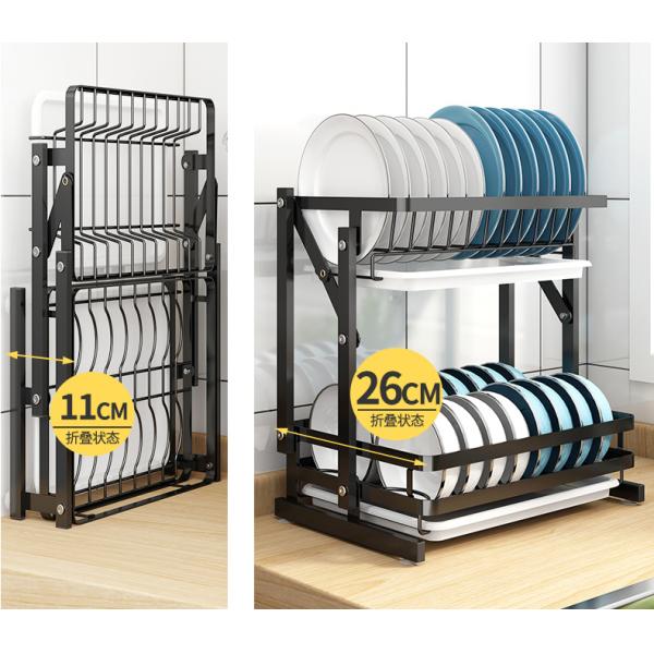 Rustproof 30KG Loading 3 Tier Stainless Steel Dish Drying Rack Foldable