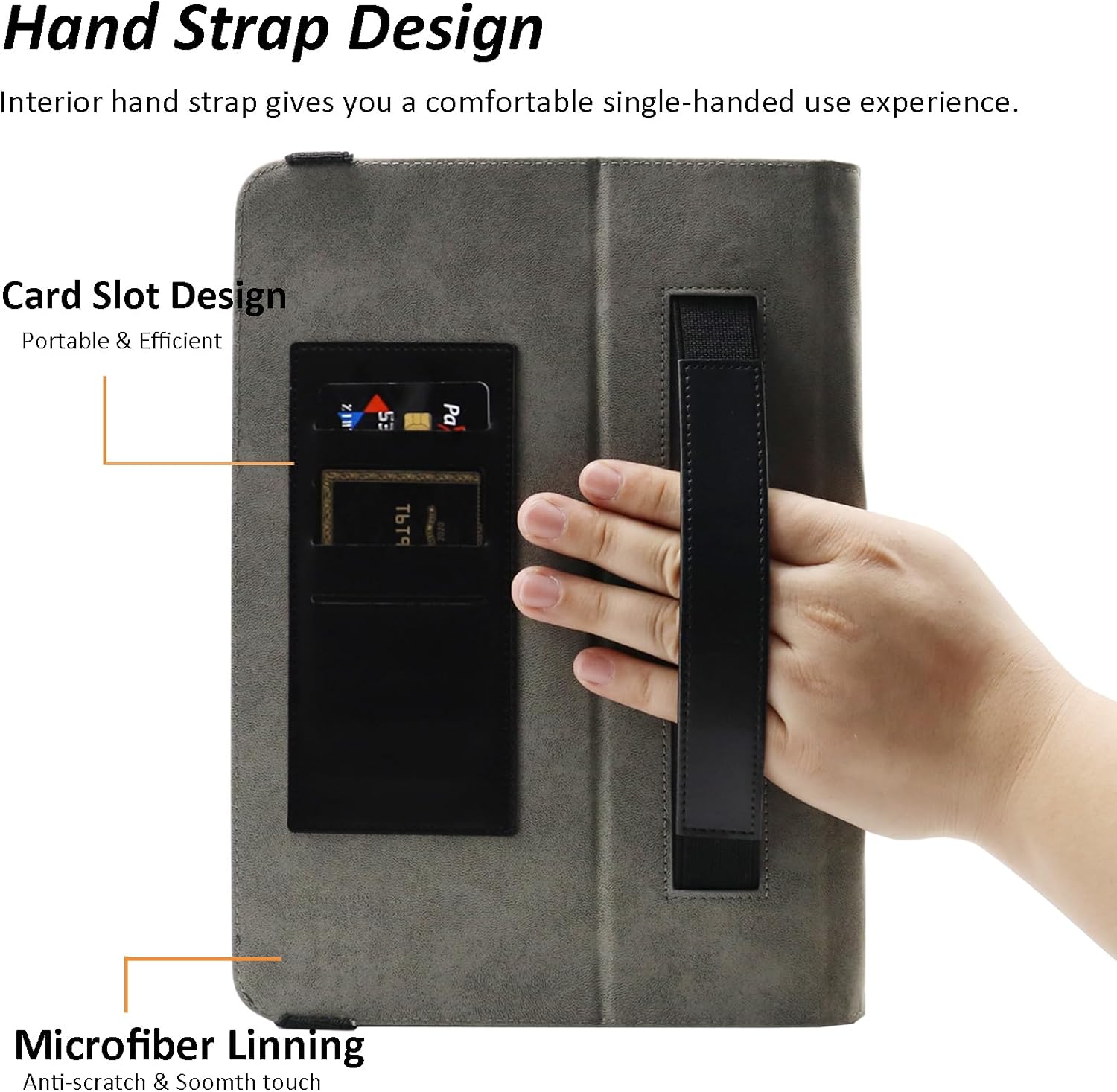 Laudtec Universal 10.1 Inch Tablet Case Viclowlpfe Protective Folio Stand Android Case Tablet with Hand Strap and Cards Slots