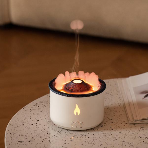 New Upgrade Simulation Blue Flame Volcano Aromatherapy Diffuser 360ml Jellyfish Mist Air Humidifier for Home Office Spa