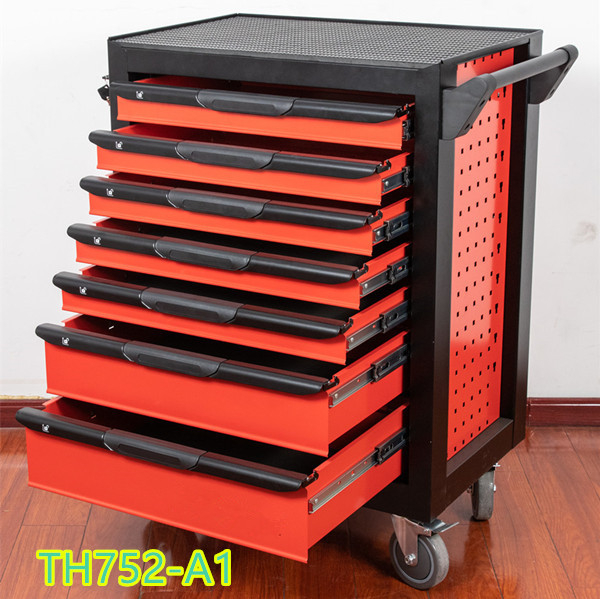 Central Lock Vertical Tool Box Trolley On Wheels 7 Drawer Cart