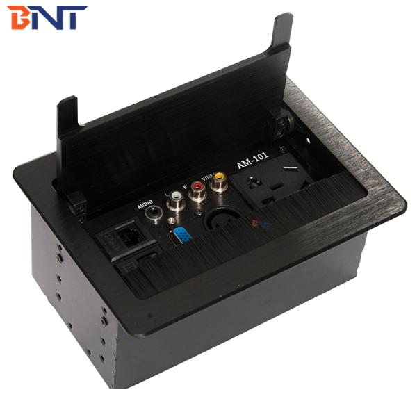 Hidden Desk Mounted Flip Up Plug Sockets , Conference Table Multimedia Socket Box