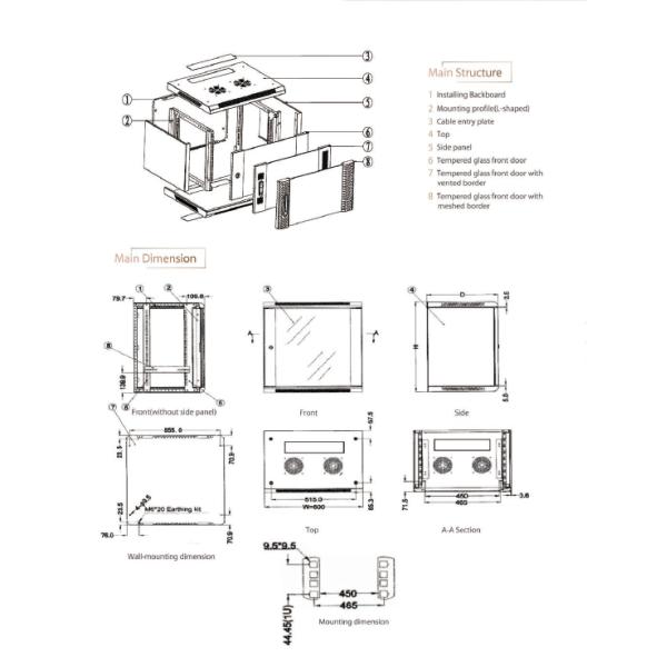 LE 9U 600*600 Server Rack Wall Mounted Rack Network Enclosure