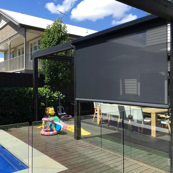 Motorized External Zip Track Blinds For Sunlight Room Windproof Insect Resistance