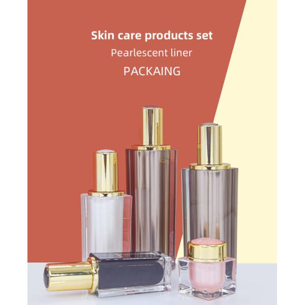 PMMA Custom Plastic Cosmetic Pump Bottle Packaging Set