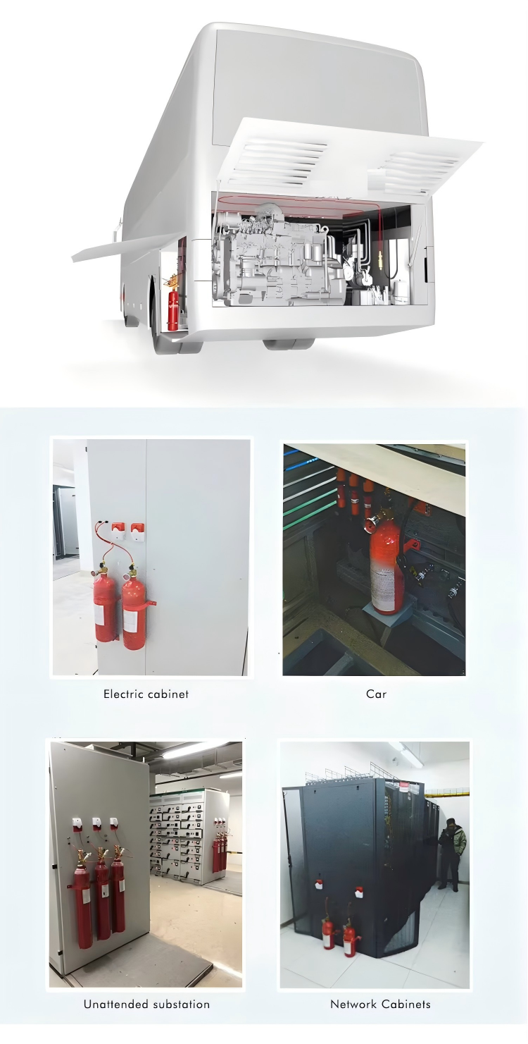 Indirect temperature-sensing automatic fire-extinguishing device with CO2 - Fire detection tube