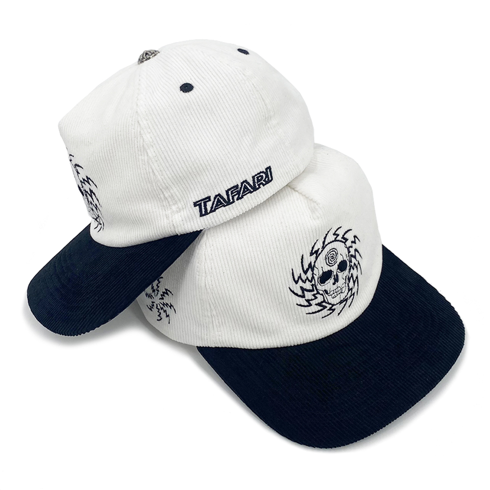 5 Panel Corduroy Unstructured Snapback Caps Custom Embroidery Flat Brim Metal Button