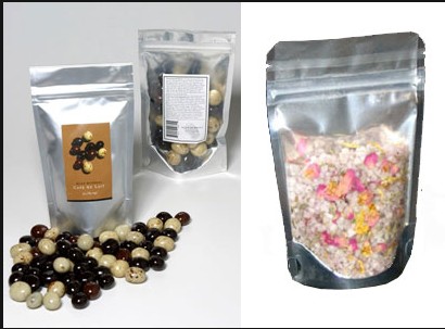 Full Printed Glossy Tea Packaging Pouches Zipper Light Gold Stand Up