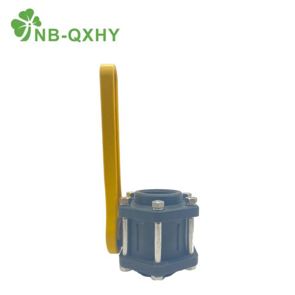 Customization Plastic Poly Polypropylene Bolted Black Body Ball Valve with Yellow Handle 2