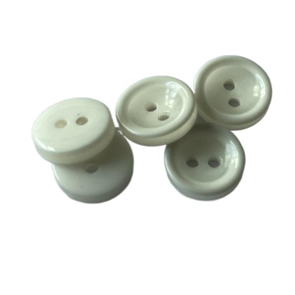 Shirt Round Plastic Buttons With Three Layers Pearl Effect Chalk Back 20L