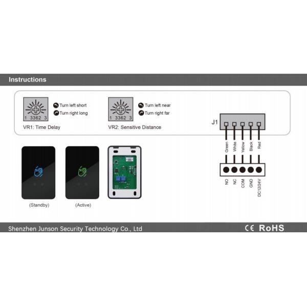 Black Color Plastic Touch Free Exit Button For Access Control System