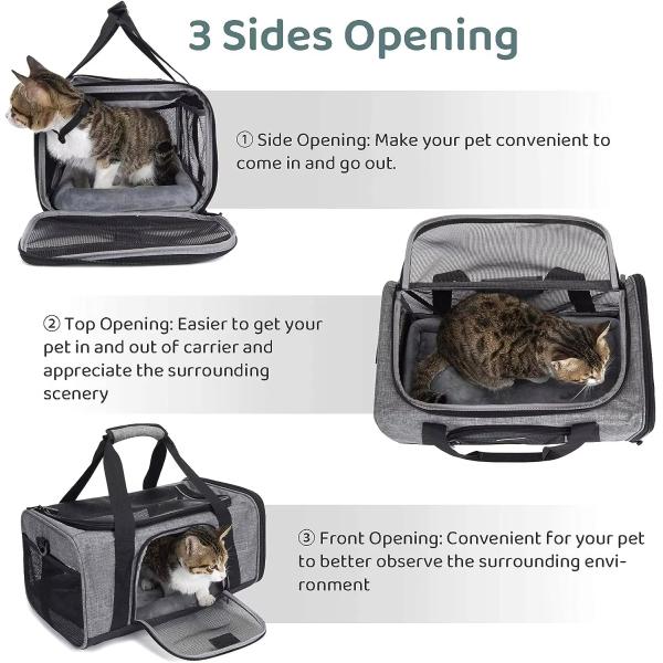 Canvas Polyester Foldable Pet Carrier Black Cat Carrier Shoulder Bag Rectangle