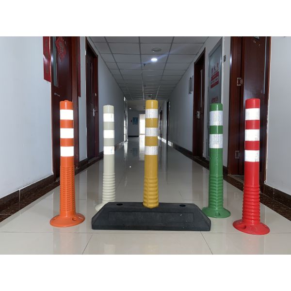 Warning Spring Post 76cm with Rubber base Orange Flexible Traffic Bollard Reflective Delineator Post for road construction diviner