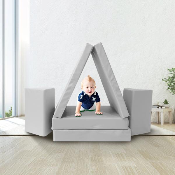 Foldable Foam Play Couch Set Modular Play Sofa With 2 Triangle Pillows
