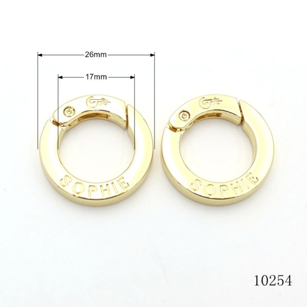 26mm Gold Spring Ring O Ring Carabiner Open Gate Ring with Custom Logo