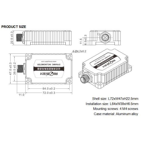 HDA436T High-Impact Dynamic Inclinometer side view