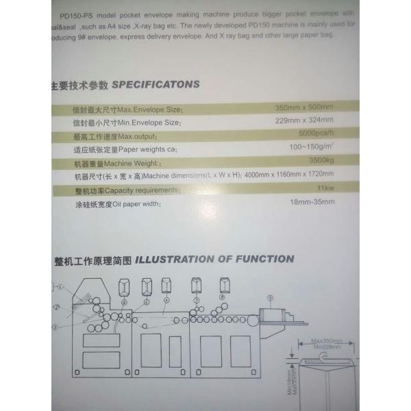 YX350PS envelope making machine fully automatic max output 5000pcs/hr paper weights 100-150g/㎡ Min. envelope 229mmx324mm