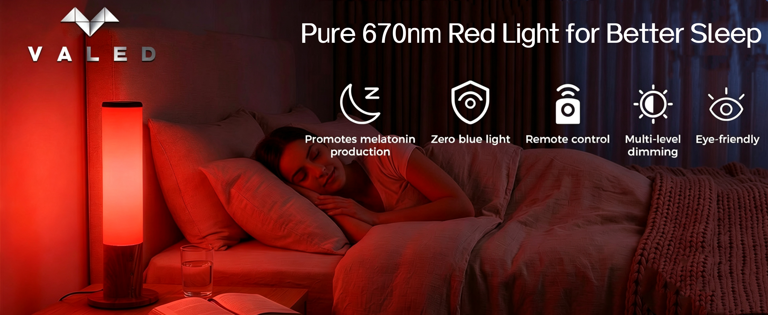 670nm Red Light Sleep Lamp product overview showing sleek design and modern appearance