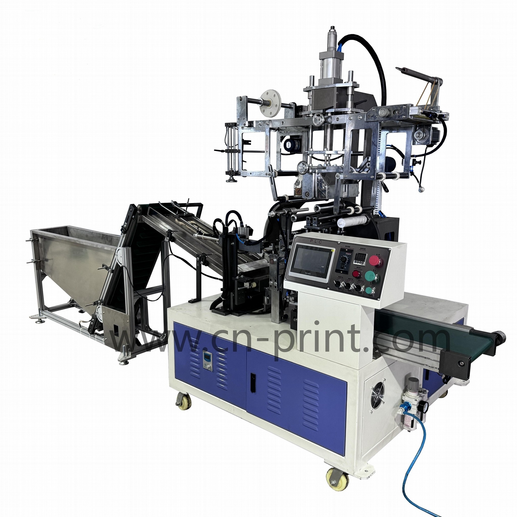 Automatic rotary heat transfer machine with flame processing