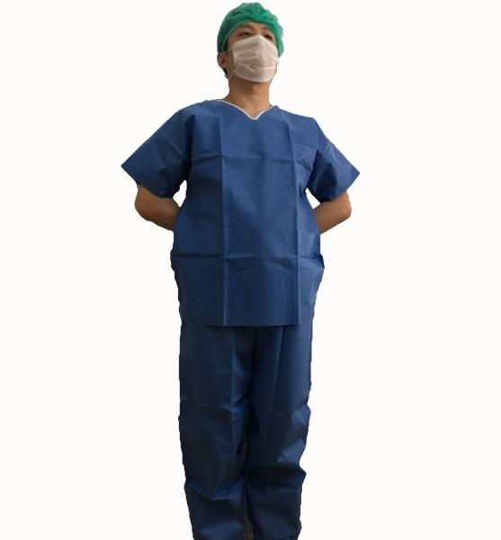 Disposable Scrub Suit ,PPor SMS fabric.Short Sleeve with or without pocket in China.