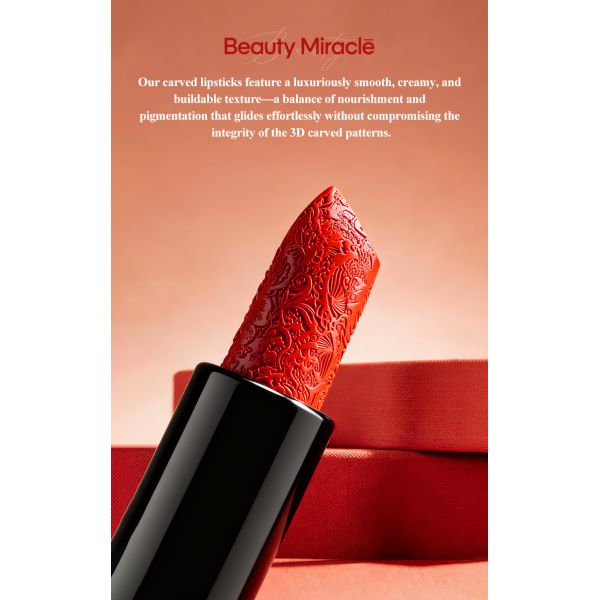 Private Label Microscopic Carvings Moisturizing Solid High Pigment Cosmetics Waterproof Long Lasting 3D Carved Lipstick
