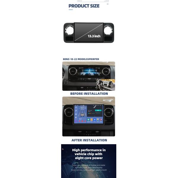 2din 13.3inch Android Wireless CarPlay Support Rear Camera For Benz Sprinter 2018-2022