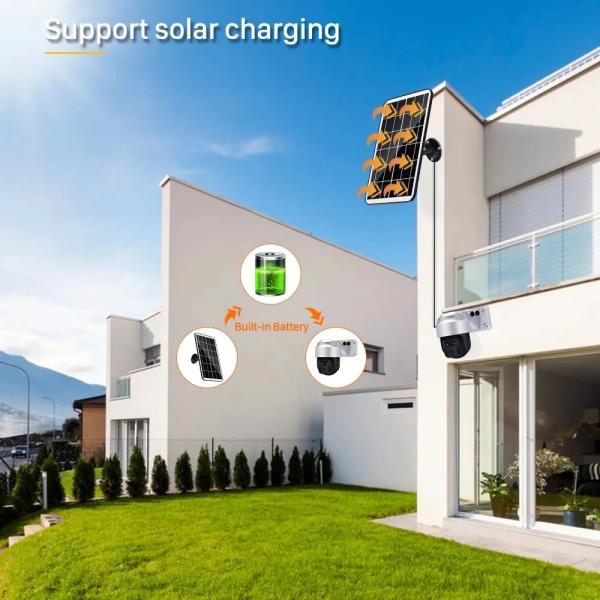 Weatherproof 6.8W 4G Solar PTZ Camera , Wireless Battery 4G WiFi Security Camera