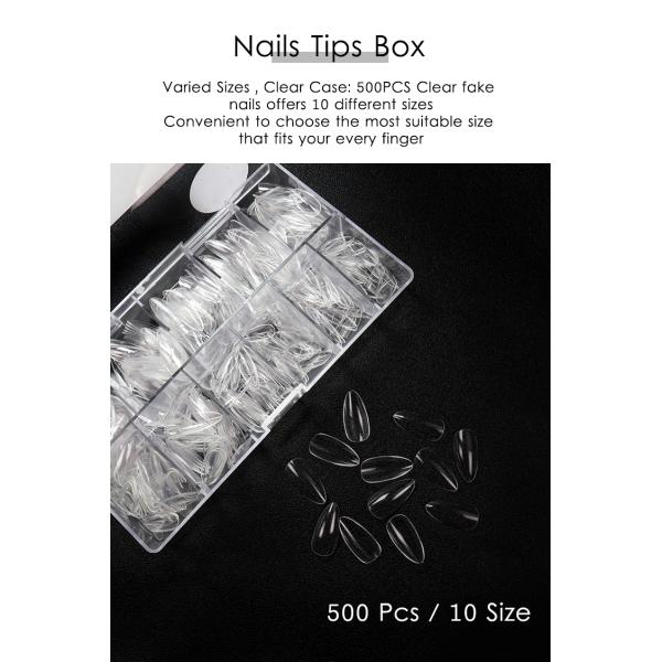 MSDS Certification Included Plastic Artificial Nails Customized Full Cover Nail Tips 100 Pcs French Short C Curve Xl