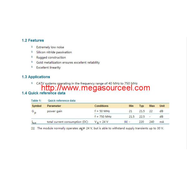 Amplifier Module, 22 Power Gain750 Bandwidth/BGY787 CATV amplifier module