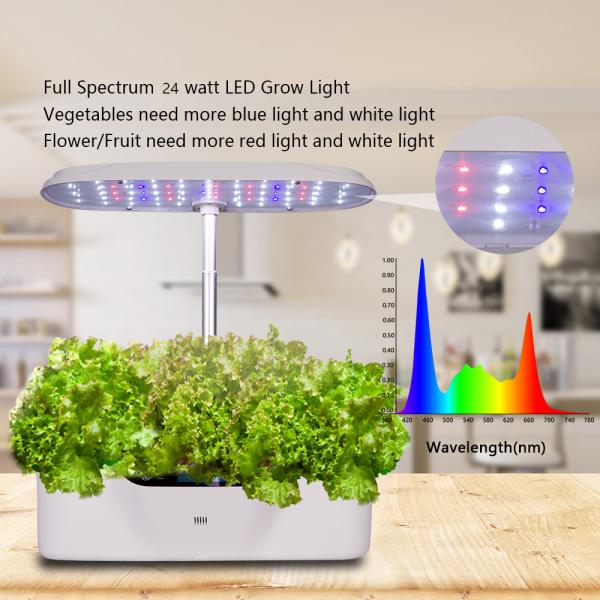 Full Spectrum Hydroponic Grow Light 24W Visible Water Window No Mess