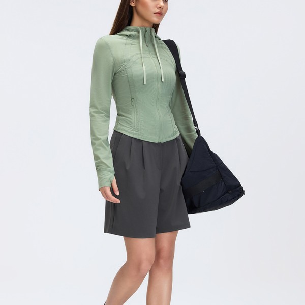 Women Customized Quick Dry Mesh Hooded Gym Jacket