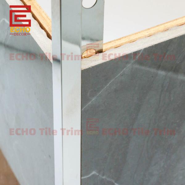 Mirror Silver Stainless Steel Square Edge Tile Trim