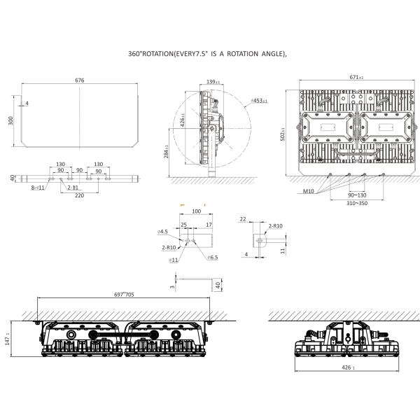 320W 400W 480W Industrial Explosion Proof Lighting 100-277VAC Low Maintenance