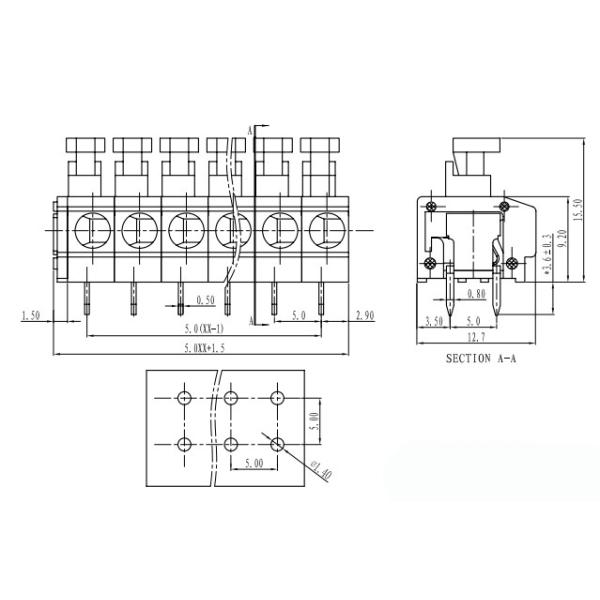 GS144R-5.0 PCB Spring Terminal Blocks High Temperature Electric Connector