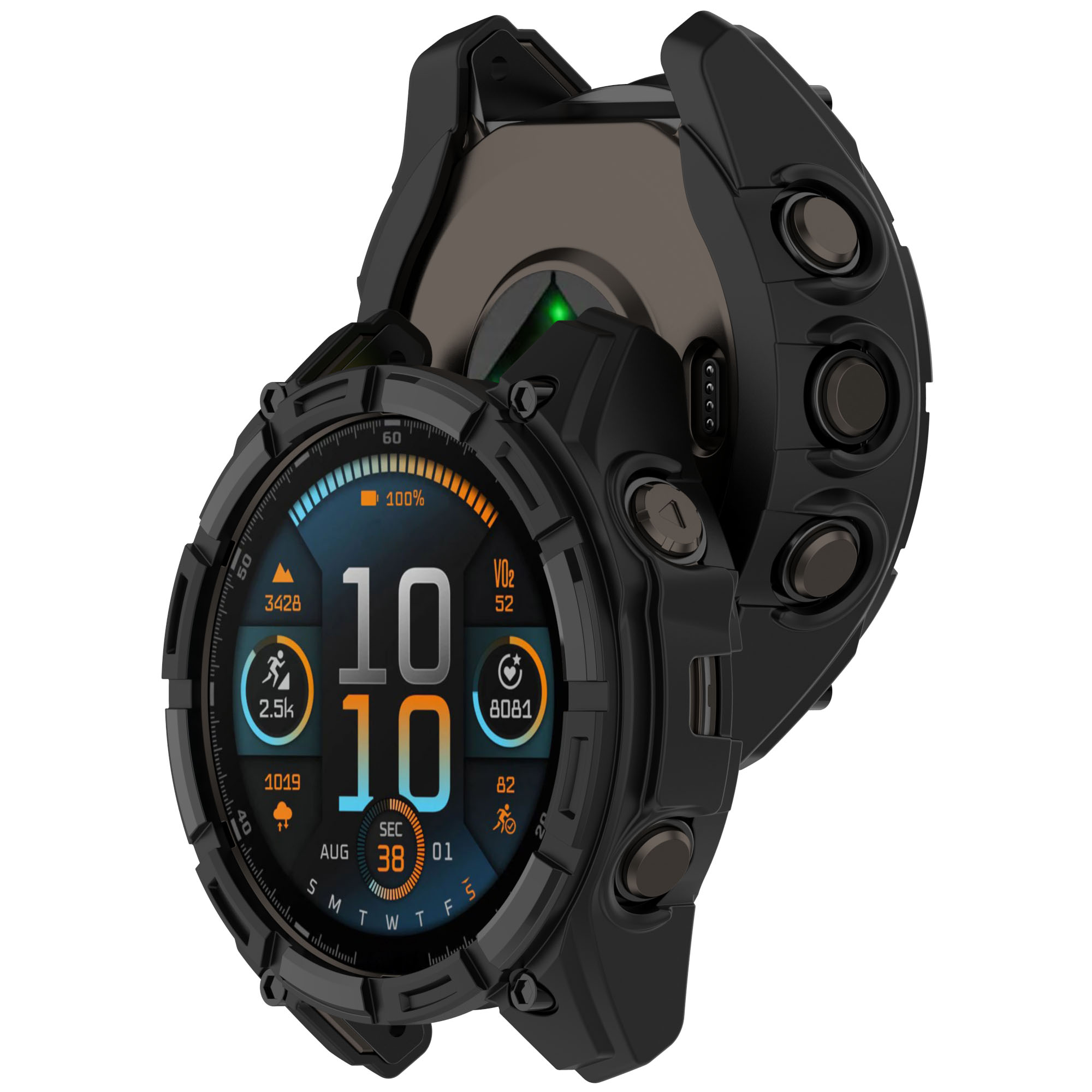 Eraysun Bumper Frame Cover Armor Skeleton Case TPU Half Wrap Protective Case 51mm 47mm 43mm for Garmin Fenix8