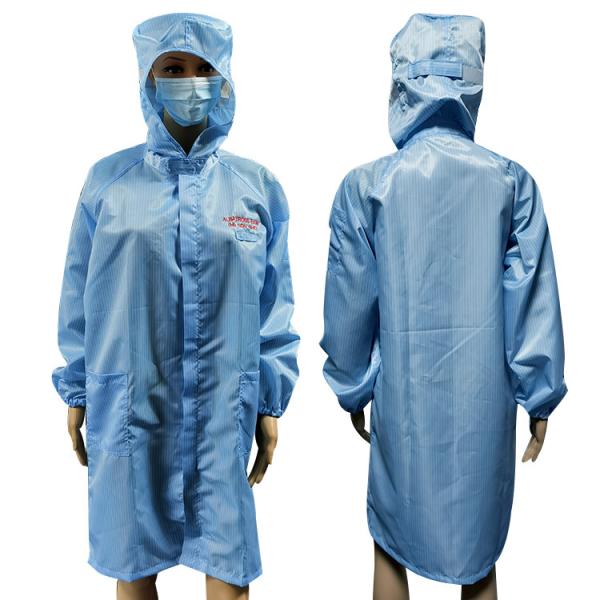 5mm Stripe Polyester Carbon Fiber ESD Smocks Coats For Lab